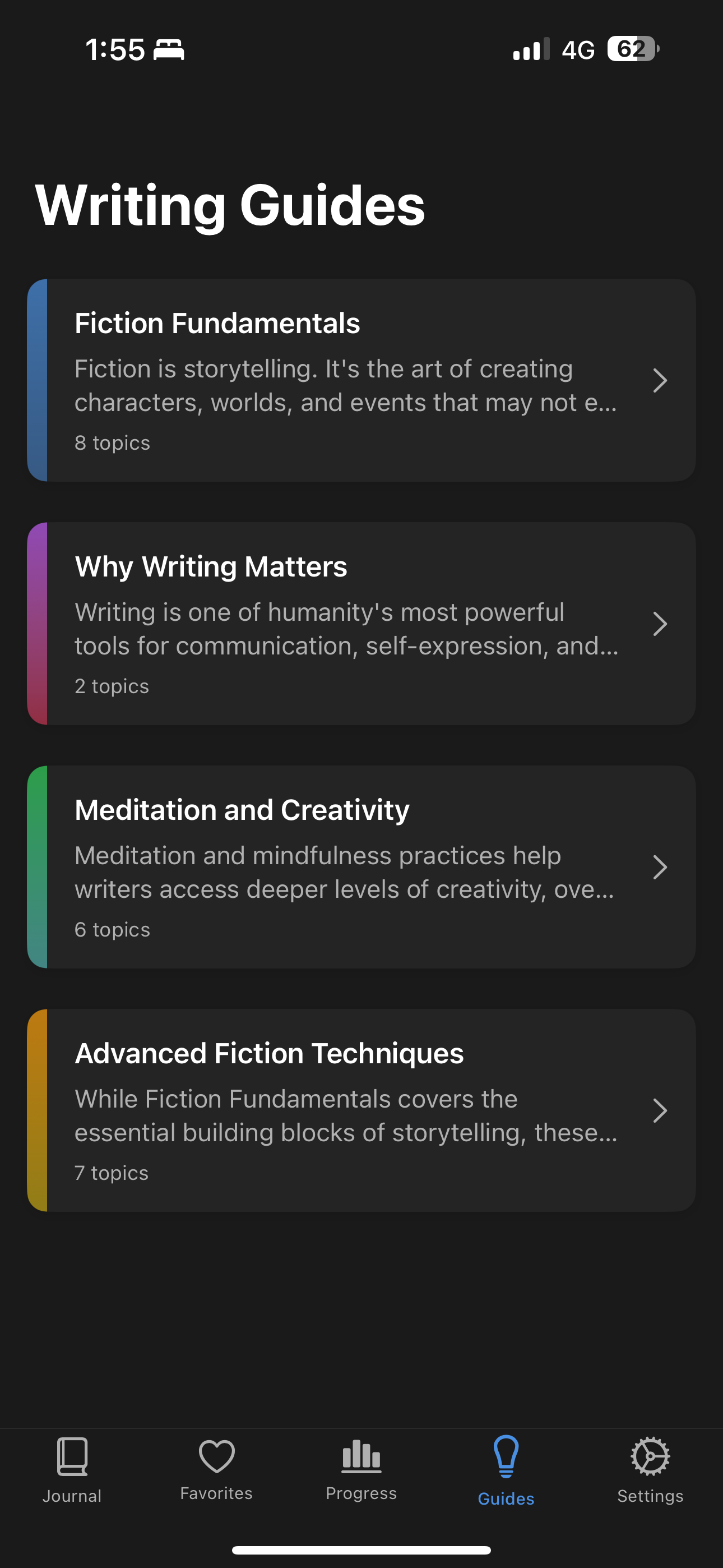 Meanwhile daily writing app interface showing clean, minimalist design